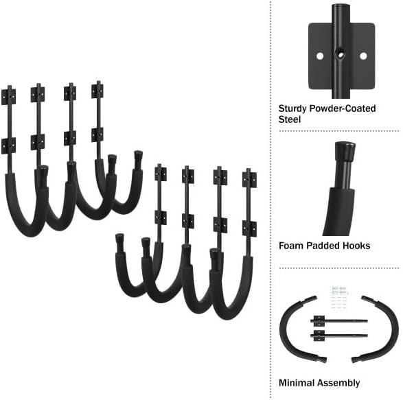 2-Pack of Kayak Storage Hook Sets - Kayak Wall Mount Hangers with 100lb Capacity Per Pair for Paddleboards, Surfboards,