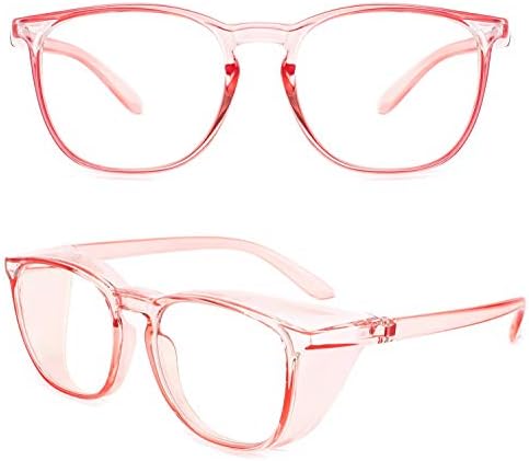 Alsenor Safety Glasses Anti Fog Goggles Protective Eyewear Blue Light Blocking Anti Dust UV Protection Glasses For Men Women (Pink)