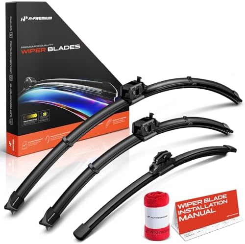 A-Premium 26"+22"+13" Windshield Wiper Blades with Wear Indicator & Towel