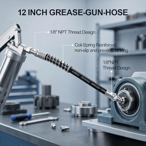 Grease Gun Tips, Grease Gun Coupler, Grease Gun Hose, 90 Degree Grease Gun Couple ＆ Slotted Right Angle 90 Degree Grease Coupler Combo, Zerk Fitting Cleaner, Straight And Bent Grease Needle Nozzles