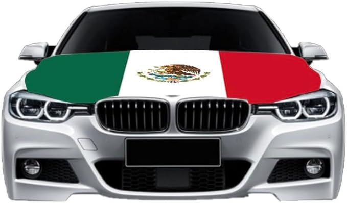 Car Hood Cover Country Flag Hood Cover Durable Weatherproof Universal Fit Car Cover for All Seasons Protection Custom Fit for Cars Trucks SUVs (Mexico)
