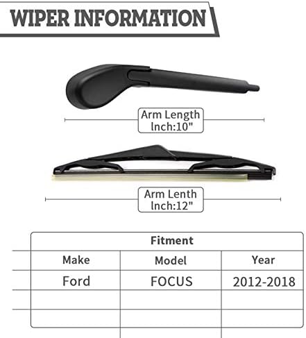Rear Windshield Wiper Arm & Blade for Ford Focus SE ST RS 2012-2018