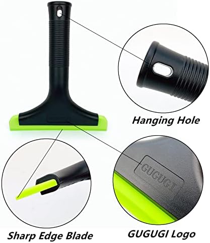 Super Flexible Silicone Squeegee, Auto Water Blade, Water Wiper, Shower Squeegee, 5.9'' Blade and 7.5'' Long Handle, for Car Windshield, Window, Mirror, Glass Door, Black Green