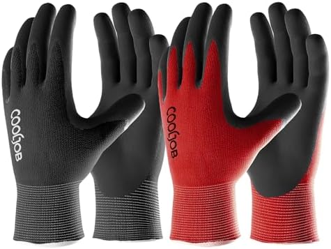 COOLJOB 2 Pairs Gardening Gloves for Men, Breathable Rubber Coated, Xlarge