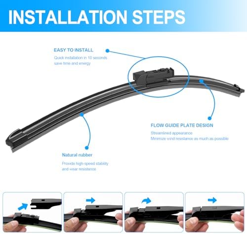 CJPPPZIW® Windshield Wipers-24"+18"+14" Replacement for 2017-2024 Mazda CX-5 CX5/2016-2024 CX-9 CX9 OEM Quality Premium All-Season Front Rear Wiper Blades (Pack of 3)