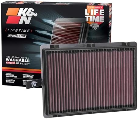 K&N High-Flow Original Lifetime Engine Air Filter: Increase Power: Premium, Washable: Compatible with 2015-2025 HYUNDAI/KIA: Palisade, Santa Fe, Carnival, Sedona, Sorento, Telluride, 33-5075