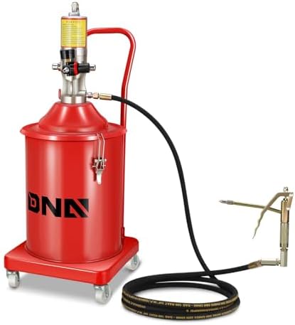 DNA Motoring 5 Gallon Air Grease Pump, 20L High-Pressure Grease Pump Set, Portable Pneumatic Grease Pump with Wheels, w/ 13ft High Pressure Hose, Grease Gun, TOOLS-00661