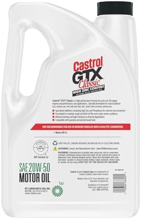 Castrol GTX Classic 20W-50 Conventional Motor Oil, 5 Quarts, Pack of 3