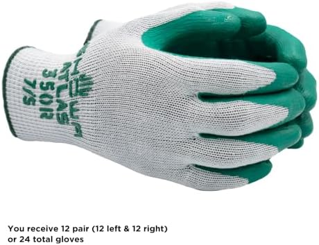 Atlas 350 Nitrile Palm Work Gloves with Poly Cotton Liner, Large, 12-Pack