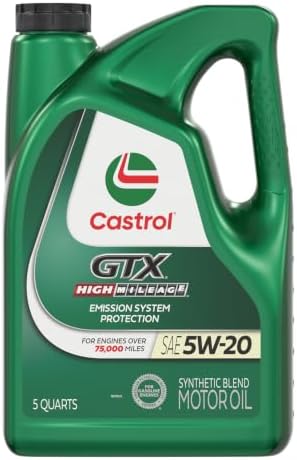 Castrol GTX High Mileage 5W-20 Synthetic Blend Motor Oil, 5 Qt, Pack of 3