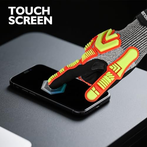 Protective Gloves Cut Resistant A3 Impact Resistant Touchscreen Sandy Nitrile Coating Reinforcement