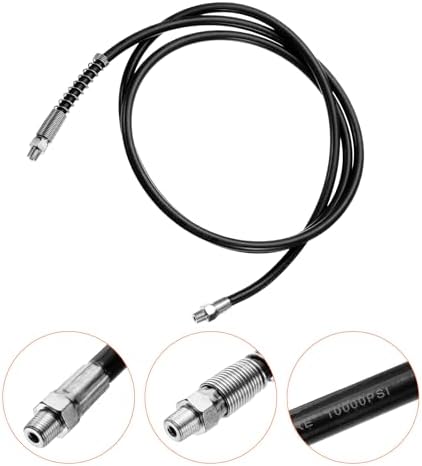 HARFINGTON Grease Gun Hose 78.7" 10000 PSI Spring Flex High Pressure Quick Release Grease Replacement with Coupler 1/8" NPT Threads for Grease Gun, Black