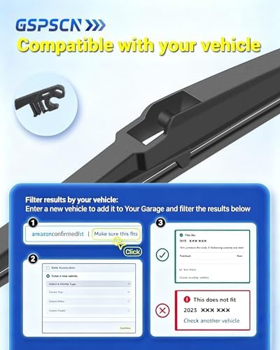 GSPSCN 12 Inch Rear Wiper Blade, OEM Quiet Streak-Free Rear Window Wiper