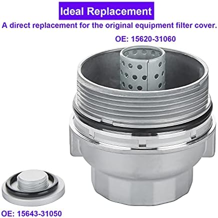 Oil Filter Housing 15620-31060 Oil Filter Housing Cap for Toyota Camry Avalon Highlander 4 Runner Rav4 Sienna Venza Tacoma Lexus 1562031060 15643-31050 917 016