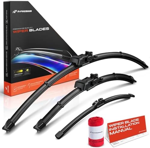 A-Premium 26"+16"+11" Windshield Wiper Blades with Wear Indicator & Towel