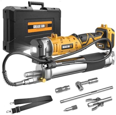 Cordless Grease Gun Compatible with DeWalt 20V Battery, 12000 PSI Electric Grease Gun with 2-in-1 Rotating Handle, Works with Bulk & Cartridge Grease, LED Light, 39.4" Hose(Tool Only)