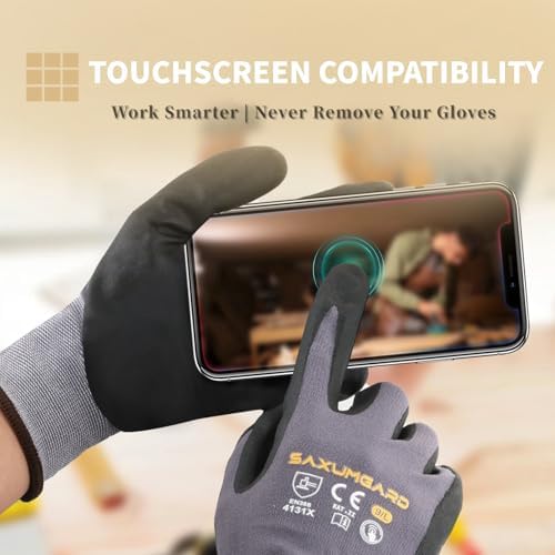 Microfoam Nitrile Coated Work Gloves Men, 5/10 Pairs