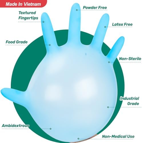 Kebada D1 Blue Disposable Nitrile Gloves, 100% Food Safe, 1000 Count