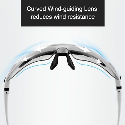 ROCKBROS Photochromic Pickleball Glasses Men Women UV400 & Head Strap