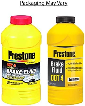 Prestone AS800Y-6PK DOT 4 Brake Fluid, Synthetic, High Grade, 50,000 Mile, 12 oz., (Pack of 6)