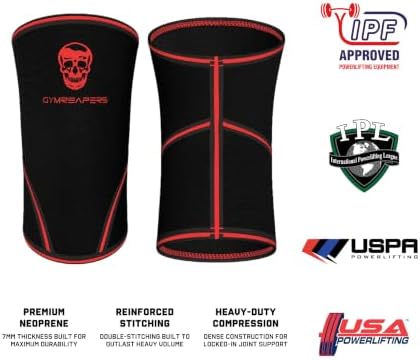 Knee Sleeves (1 Pair) Free Gym Bag - Knee Sleeve & Compression Brace for Squats, Fitness, Weightlifting, and Powerlifting - Gymreapers 7MM Sleeve Pair - For Men & Women - 1 Year Warranty (X-Large)