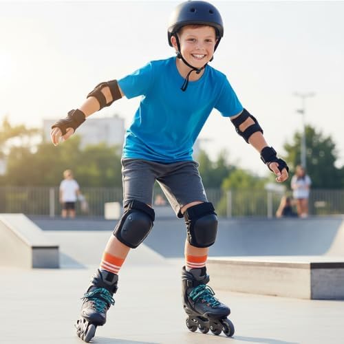 Knee Pads and Elbow Pads,Wrist Guards Set for 8-15 Years Old Kids