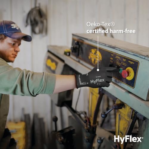 Ansell HyFlex 11-840 Foam Nitrile Coated Work Gloves, Size M, 12 Pairs