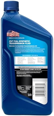Valvoline CVT Full Synthetic Continuously Variable Transmission Fluid 1 QT, Case of 6