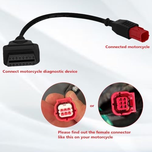 6 Pin OBD2 Adapter Cable for Guzzi Kawasaki Yamaha Honda Motorcycle