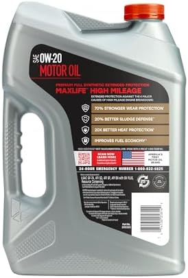 Valvoline Extended Protection High Mileage with Ultra MaxLife Technology 0W-20 Full Synthetic Motor Oil 5 QT, Case of 3
