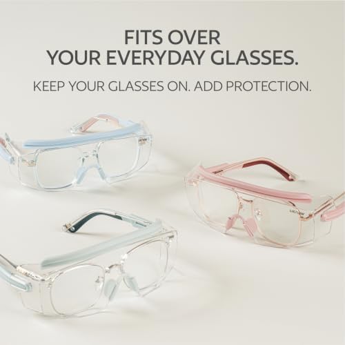 UKNOW Safety Goggles Over Glasses, Anti Fog Safety Glasses with Clear Wraparound Lens, ANSI Z87.1 Protective Eyewear