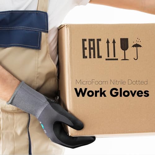 DULFINE Touchscreen 6 Pairs Pack Work Gloves for Men and Women