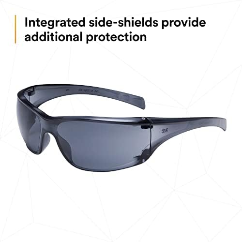 3M Safety Glasses, Virtua AP, Side Shields, Anti-Fog Anti-Scratch Gray Lens, Gray Frame