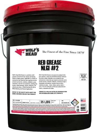 Wolf's Head Red Grease NLGI #2 (836-88304-28) 35 Pound Pail | Made in USA