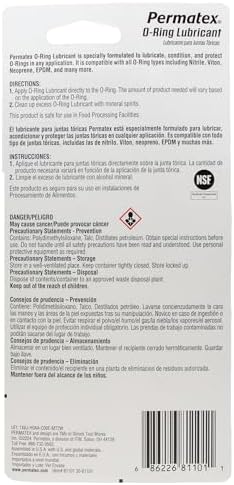 Permatex 81101 O-Ring Lubricant Lubricates & Extends Life of O-Rings, Gaskets, Seals, Pressure Plugs & Valves, Pool Pumps & Filters, Water Faucet Valves, Food Grade Certified, 1 OZ