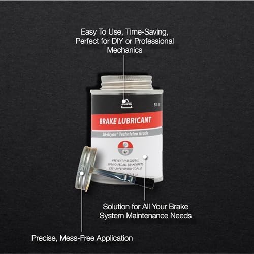 AGS Automotive Solutions Silicone-Based Brake Lubricant - Eliminate Squeals and Enhance Performance with Brush Top Can Application, Long-Lasting, 8oz - Excellent for Complete Brake Assembly Tasks