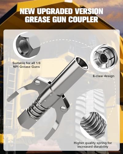 Pro Grease Gun Coupler, Grease Gun Tips, 12,000 PSI, 2-Pack