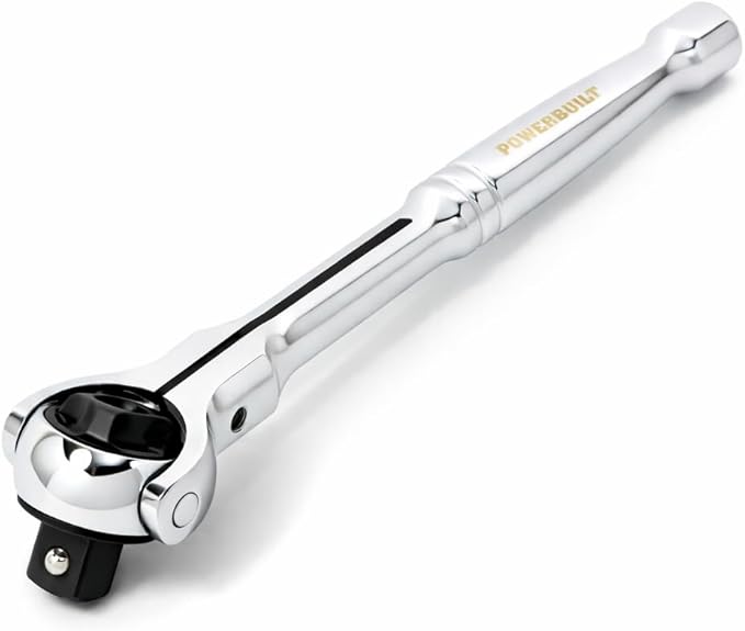 Powerbuilt Swivel Head Ratchet, 3/8 Inch Drive Hand Tools, Rotating, 72 Tooth 5 Degree Swing, Compact Tight Spaces - 649941