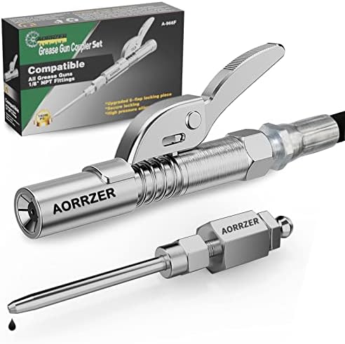 Grease Gun Needle Tip & Grease Gun Coupler Set,Upgrade Narrow Needle Dispenser for Grease Gun, Grease Zerk Fittings Compatible with All Grease Guns 1/8" NPT Threads