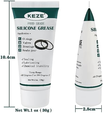 KEZE Food Grade Silicone Grease Pool Lube Tube O Rings Lubricant for Plumber Faucet Gasket Water Filter Rubber Seal Silicon Grease with Brush 1 oz 2-Pack