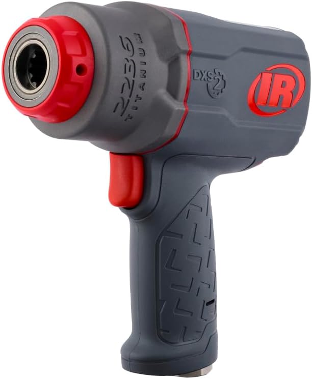 Ingersoll Rand 2236QPTIMAX DXS2 1/2" Air Impact Wrench, Quiet, 1500 ft-lb Torque, Titanium Hammercase, Pin Retainer, Pistol, Interchangeable Anvil, Multi-functional Tool