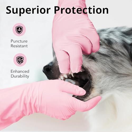 SwiftGrip Disposable Nitrile Dishwashing Gloves, Extended 12 Inches Cuff, 6-mil, Cherry Blossom Cleaning Gloves, Latex-Free