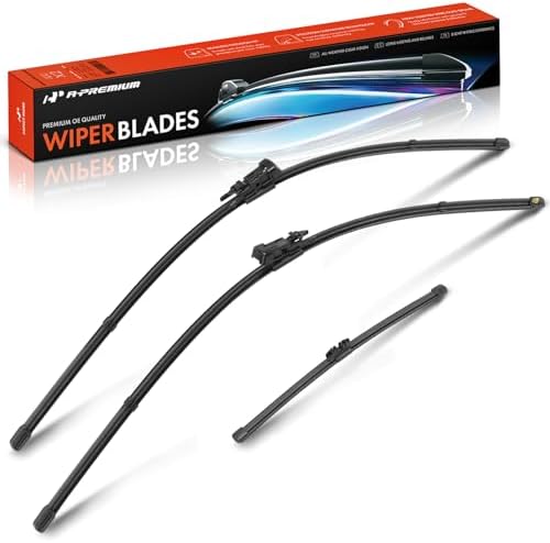 A-Premium 28"+28"+11" Windshield Wiper Blades with Wear Indicator & Towel