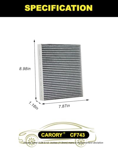 Cabin Air Filter w/Activated Carbon for Nissan Frontier 2022-2025, Titan 2017-2024, Infiniti Q50 2014-2024, Chrysler Town & Country 2008-2016, Dodge Grand Caravan 2008-2020, and More, CF743