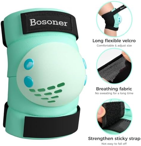 BOSONER Kids/Youth Knee Pad Elbow Pads for Roller Skates Cycling BMX Bike Skateboard Inline Rollerblading, Skating Skatings Scooter Riding Sports