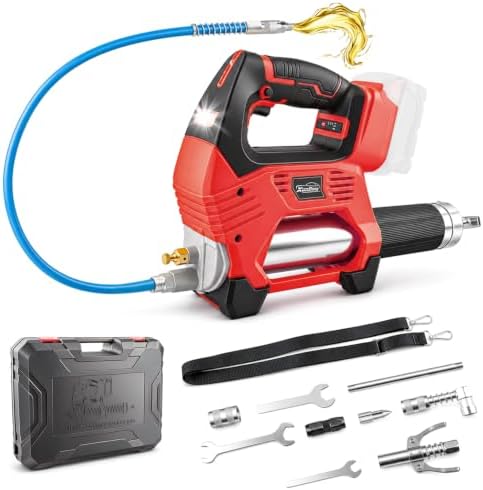 Cordless Grease Gun Compatible with Milwaukee 18V Battery, 12000PSI High-Pressure, One-Hand Operation in-Line Grip, 39.4" Hose & 4 Couplers, Electric Grease Gun with LED (Tool Only)
