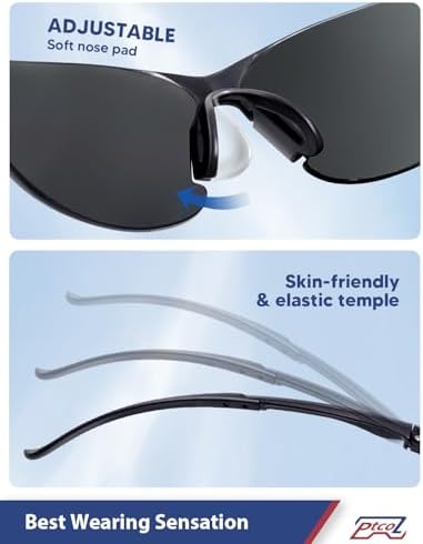 Safety Glasses 3 Pack Smoke Tinted: ANSI Z87.1 Certified Anti-Scratch Polycarbonate Lens UV Protection for Construction & Cycling, Woodworking & Lab Lightweight Sofety Nose Pad Unisex