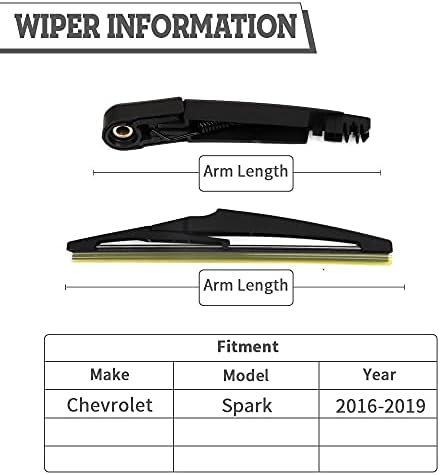 Rear Windshield Wiper Arm & Blade for Chevrolet Chevy Spark 2016-2022