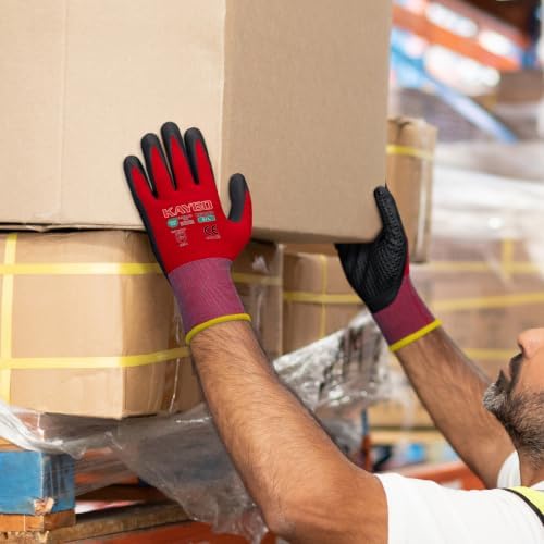 KAYGO MicroFoam Nitrile Coated Work Gloves, Non-Slip Micro-Dots, KG19N