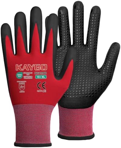 KAYGO MicroFoam Nitrile Coated Work Gloves, Non-Slip Micro-Dots, KG19N